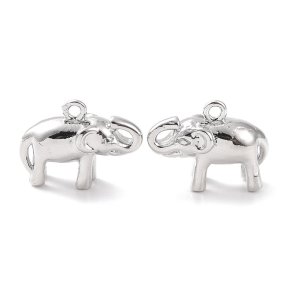 Elefanten-Anhnger, versilbertes Messing, 11x15x6 mm, Loch 1,2 mm, 2 Stck