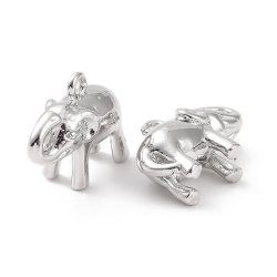 Elefanten-Anhnger, versilbertes Messing, 11x15x6 mm, Loch 1,2 mm, 2 Stck