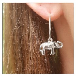 Elefanten-Anhnger, versilbertes Messing, 11x15x6 mm, Loch 1,2 mm, 2 Stck