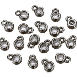 Kleine Anh&auml;nger mit Zirkonia und &Ouml;se, schwarzes messing, 6x4x2 mm, 4 Stk