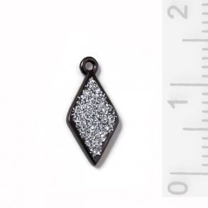 Pendant with small crystals and eye, rhomb, black silver, 1pc.