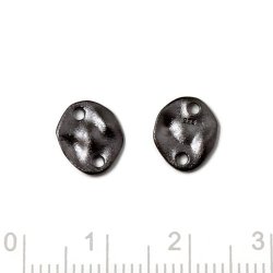 Zwischenstck, uneben, rund, matt, mit zwei Lchern, oxidiertes Sterlingsilber, 2 Stk.