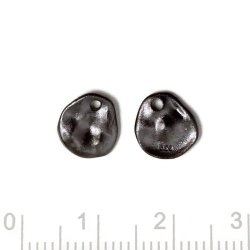 Anhnger, uneben, rund, matt, mit 1 Loch, schwarzes Sterlingsilber, 2 Stk