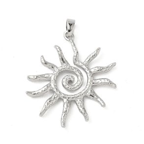 Sun symbol, jewellery pendant, platinum-plated brass, 30x27x3 mm, 1 piece