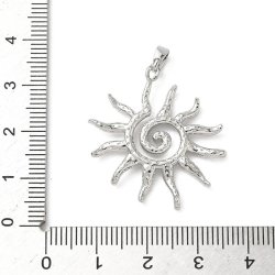 Sol-symbol, smykkevedh�ng, platineret messing, 30x27x3 mm, 1 stk