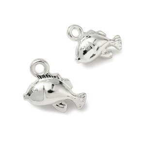 Fischanh�nger, platinfarbenes Messing, 8,5 x 11,5 mm, 2 St�ck