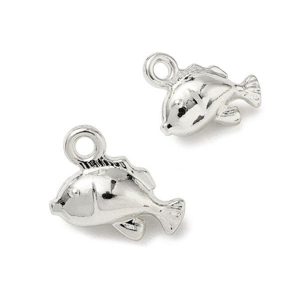 Fischanh�nger, platinfarbenes Messing, 8,5 x 11,5 mm, 2 St�ck