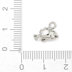 Fischanh�nger, platinfarbenes Messing, 8,5 x 11,5 mm, 2 St�ck