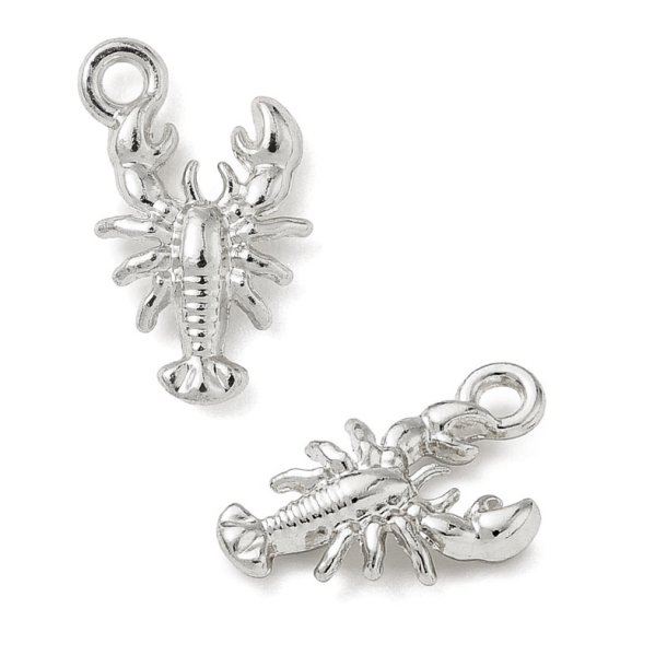 Kleiner Hummer, Anh�nger, platinfarbenes Messing, 15,5x9 mm, 2 Stck