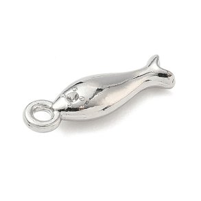 Fisk, vedh�ng, platinfarvet legering, 15x4,5x3 mm, hul 1,5 mm, 2 stk.