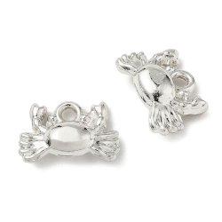 Krabbe, Anh�nger, platinfarbenes Messing, 9x14 mm, 2 Stck