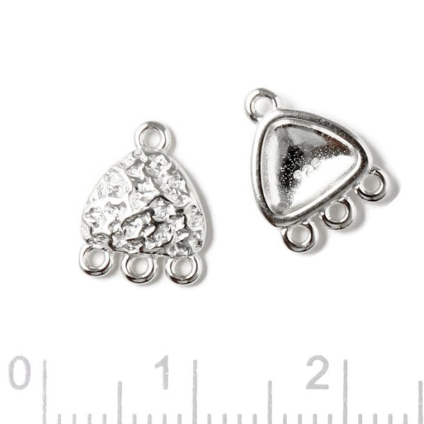 Intermediate link, uneven triangle, with 4 eyelets, silver, 11x8.5x2 mm. 2 pcs