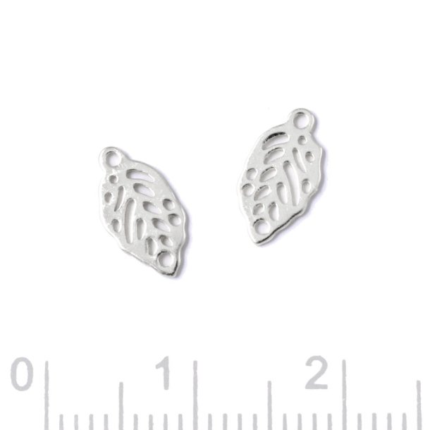 Anh�nger, perforiertes Blatt, Sterlingsilber, 10x5 mm, 2 Stck