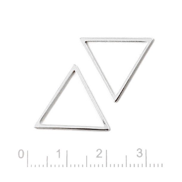 Simple triangle, silver plated brass, side length 19mm, 6pcs.