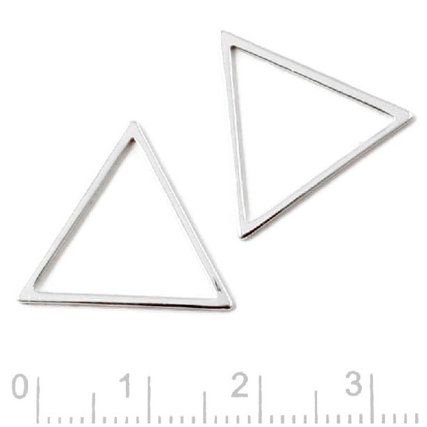 Triangel, flacher Draht, Silber, Seitenl&auml;nge 20x20x20mm, 2 Stk