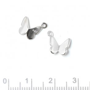 Butterfly charm with loop, Sterlingsilver, 10x9x3mm, 1pc
