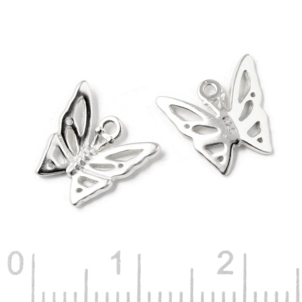 Butterfly charm with loop, Sterling silver, 10,5x10mm, 2pcs