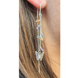 Butterfly charm with loop, gold plated silver, 8x9mm, 2pcs