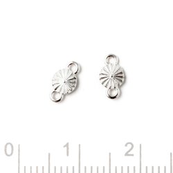 Kleines Zwischenglied mit Facetten und 2 &Ouml;sen, Silber, 4x8x1 mm, 2 Stk.