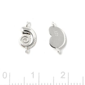 link, sea snail shell with 2 loops, sterlingsilver, 11,5x6 mm, 2 pcs