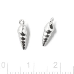 Kleines Seeschneckenhaus, Anh&auml;nger mit &Ouml;se, Sterlingsilber, 12x4 mm, 2 St&uuml;ck