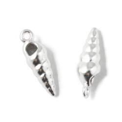 Kleines Seeschneckenhaus, Anh&auml;nger mit &Ouml;se, Sterlingsilber, 12x4 mm, 2 St&uuml;ck