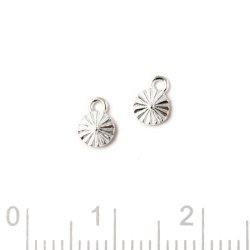 Kleine Anh&auml;nger mit Facetten und &Ouml;se, Silber, 4x6x1 mm, 2 Stk.