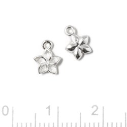Anhnger, kleine stern-Blume, 1 se, Sterlingsilber, 7,4x6x1,8 mm, 2 Stck