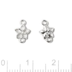 Zwischenglied, kleine Stern-blume, 2 sen, Sterlingsilber, 9,5x6x1,8 mm, 2 Stck