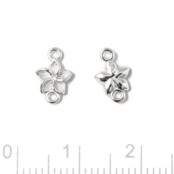 Link, small star flower, 2 eyelets, sterlingsilver, 9.5x6x1.8 mm, 2 pcs