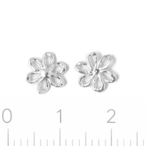 Pendant or link, irregular flower shape, shiny, 925 silver, 8x7.5 mm, 2 pcs