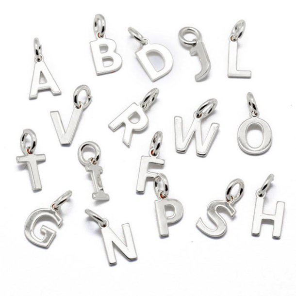 Letter Charms for Necklaces, Sterling Silver Letter Charms