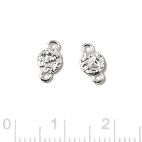 Middle link, hammered coin with 2 eyelets, silver, 5x8.7 mm, 2 pcs