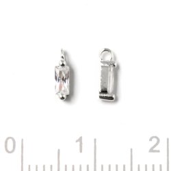 Anh&auml;nger mit rechteckig Zirkonia und &Ouml;se, Silber, 7x2x2,5mm, 2 Stk