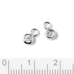 Kleine Anhnger mit Kristall und se, Silber, 7x4x3mm, 2 Stk.