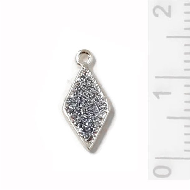 Pendant with small crystals and eye, rhomb, silver, 1pc.