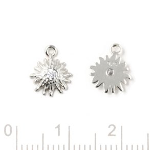 Anhang, Blume mit Zirkon in der Mitte, 1 Öse, Silber, 10x8x2 mm, 1 Stck