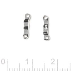 Mittelglied, unebene, l&auml;ngliche Oberfl&auml;che mit 2 L&ouml;cher, silber, 10x3 mm, 2 Stck