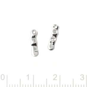 Small pendant, uneven elongated surface with hole, silver, 10x3 mm, 2 pieces