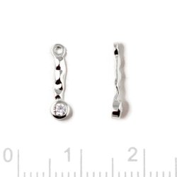 Anh&auml;nger, ungleichm&auml;&szlig;ig l&auml;nglich mit Zirkonia, mit 1 Loch, Silber, 12,5x3x1,5 mm, 2 Stk.