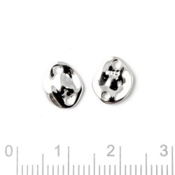 Zwischenst&uuml;ck, uneben, rund, gl&auml;nzend, mit zwei L&ouml;chern, Silber, 2 Stk