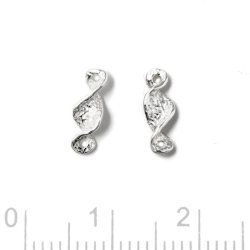 Zwischenstck, gedreht, gehmmerte Oberflche, 2 Lcher, Silber, 10x4 mm, 2 Stck