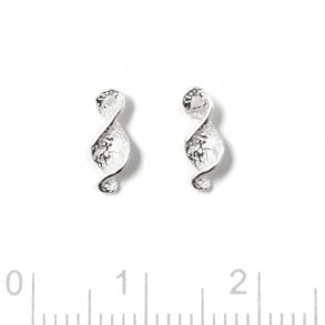 Charm, twisted, hammered surface, 1 hole, silver, 9.5x4 mm, 2 pcs