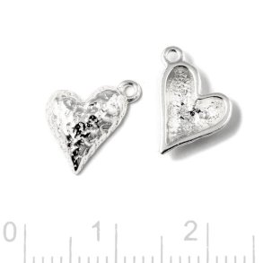 Anhnger, leicht gewlbtes Herz, gehmmert, Silber, 11x10 mm, 1 Stck