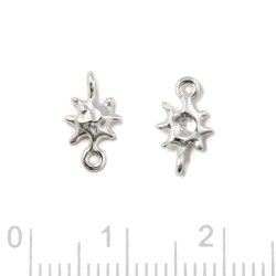 Zwischenstck, unebener Stern mit zwei sen, Silber, 10,5x5,5 mm, 2 Stck