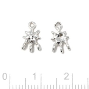 Middle link, uneven star with 4 eyes, silver, 10.5x6 mm, 2 pcs