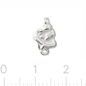 Link, organic shape with 2 eyelets, sterling silver, 12x7 mm, 1 piece