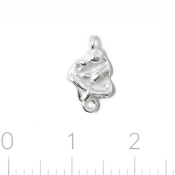 Mellemled, organisk form med 2 �jer, sterlings�lv, 12x7 mm, 1 stk
