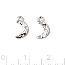 Anhang, Mondsichel, unebene Fl&auml;che mit 1 &Ouml;se, Silber, 9,5x5 mm, 2 St&uuml;ck
