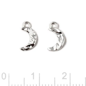 Anhang, Mondsichel, unebene Fläche mit 1 Öse, Silber, 9,5x5 mm, 2 Stück